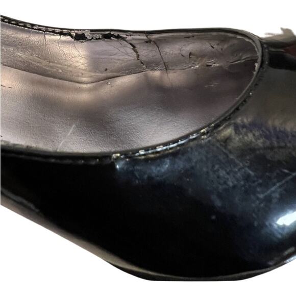 DKNYC Black Patent Pointed Toe Pump Slim Stacked Heel Pumps Stacy size 8 Office - Picture 6 of 10